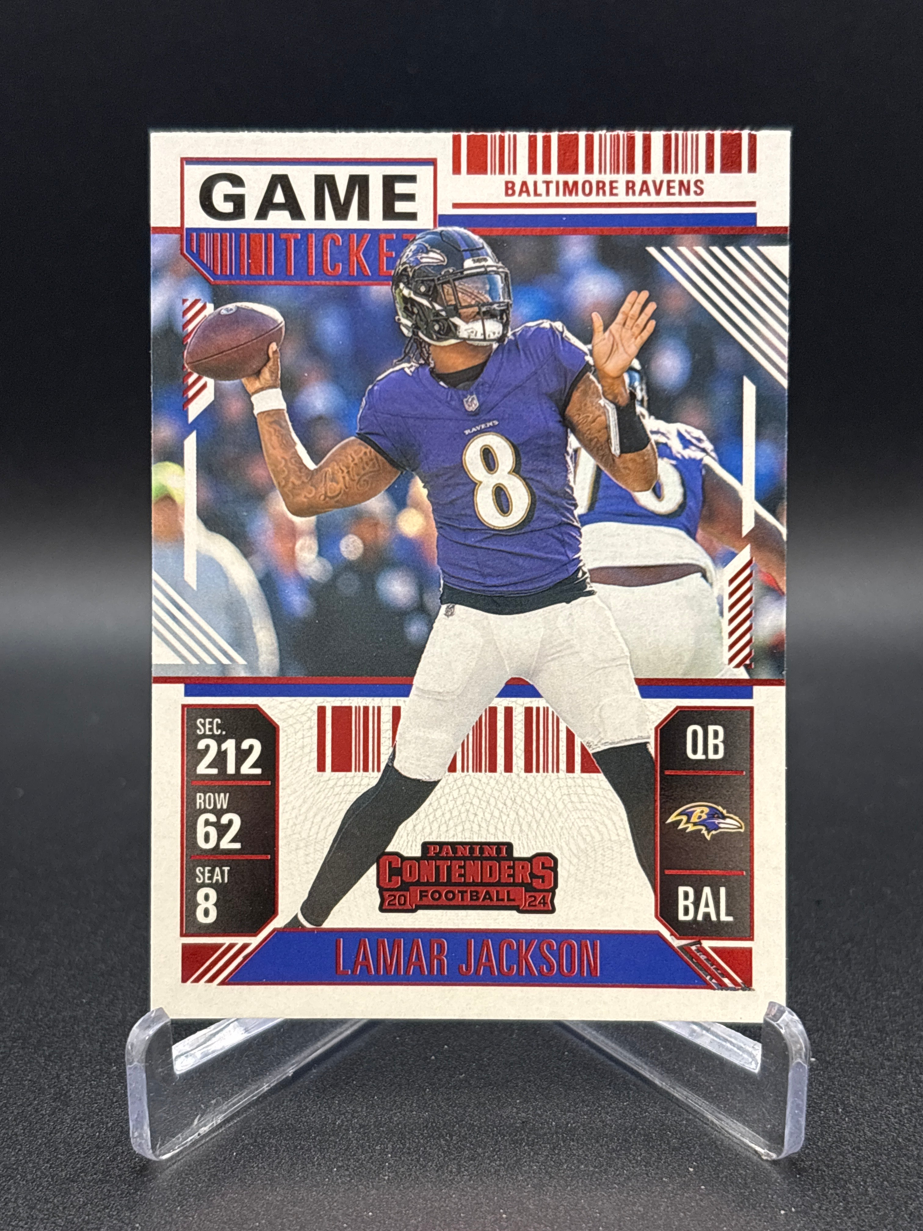 Panini Contenders 2024 Lamar Jackson Game Ticket Insert #7 Ravens