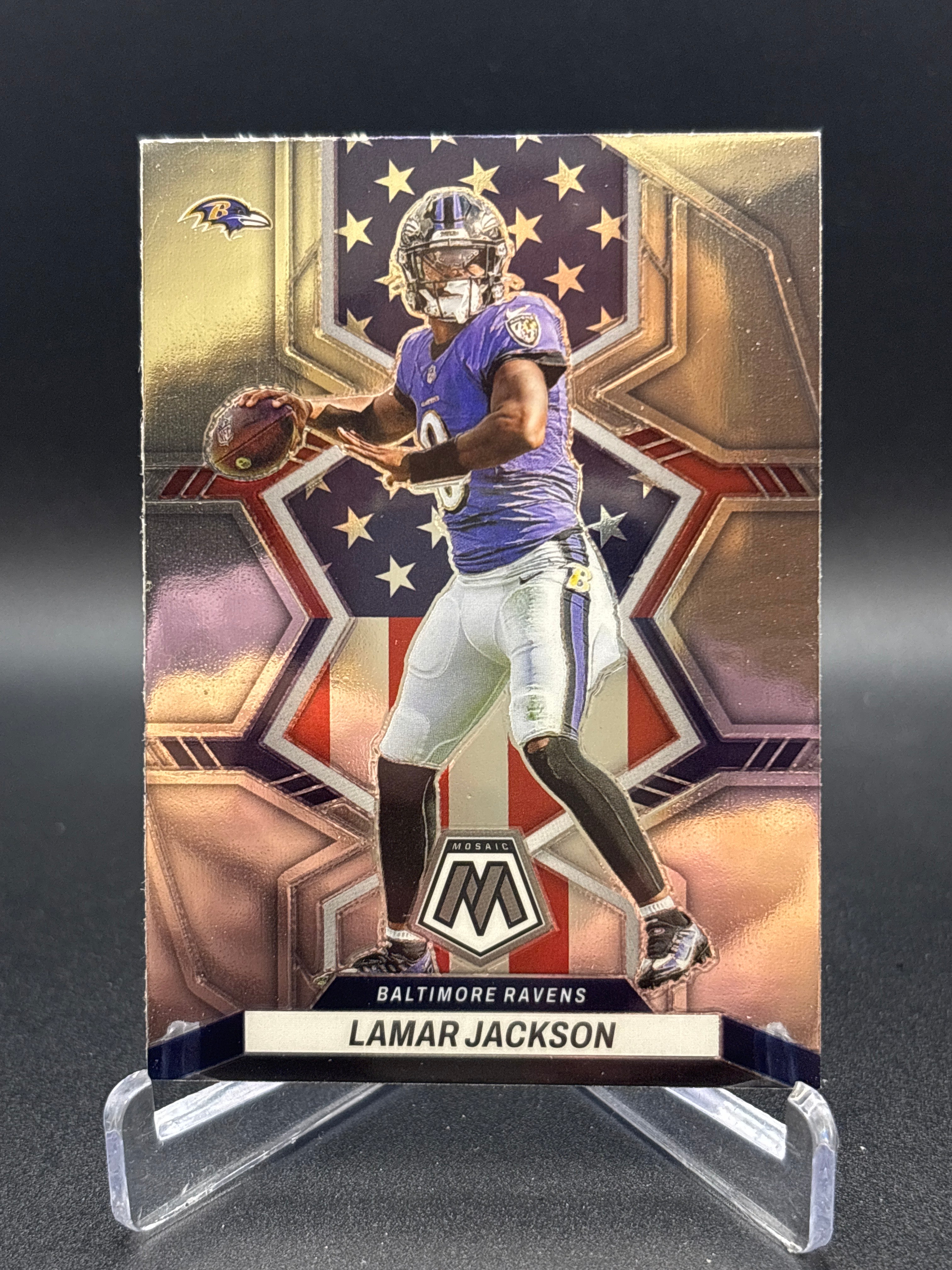 2022 Panini Mosaic Base Lamar Jackson #259 National Pride Baltimore Ravens