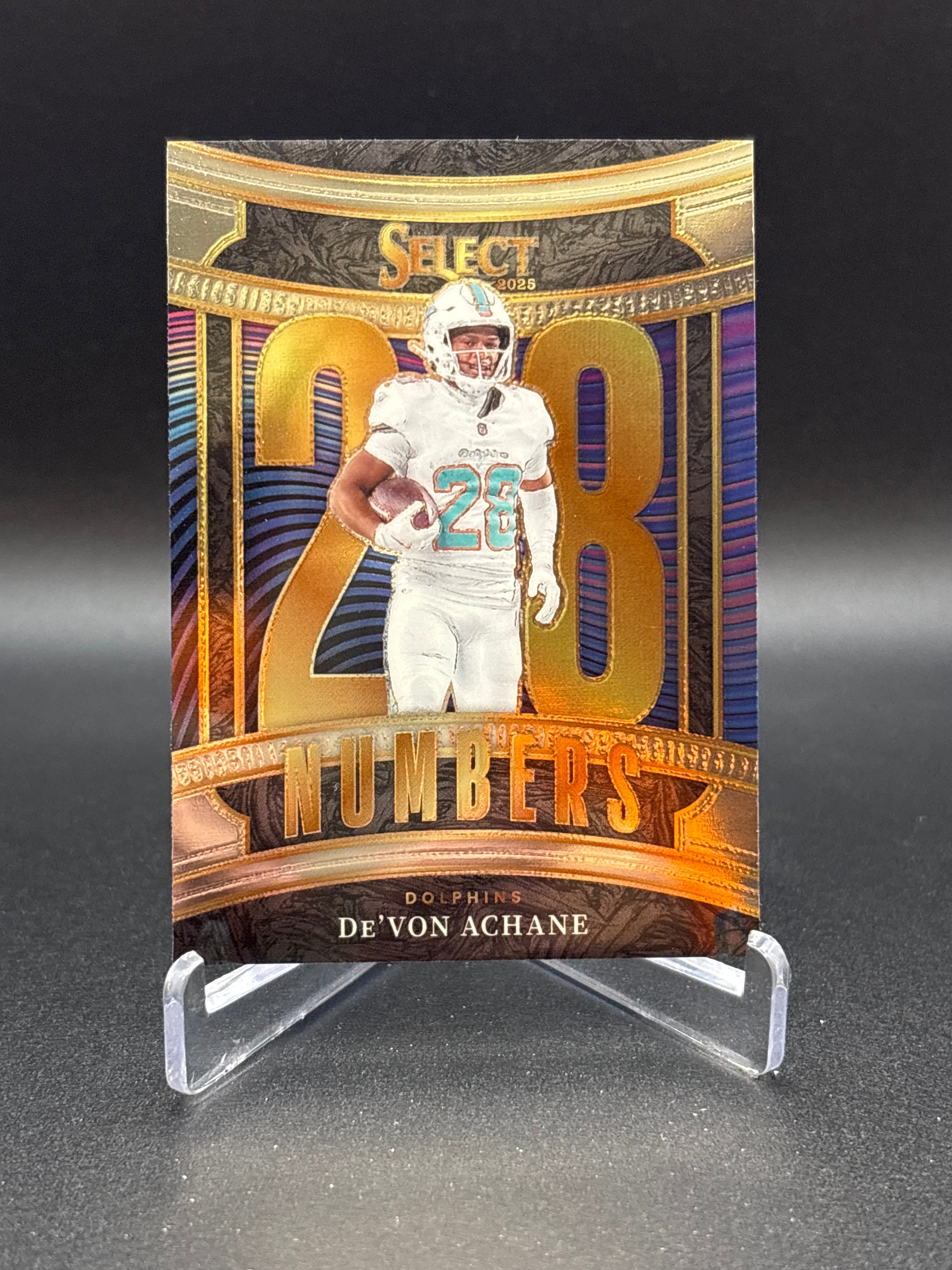 Panini Select De'Von Achane Miami Dolphins #13 Select Numbers Insert NFL 2025