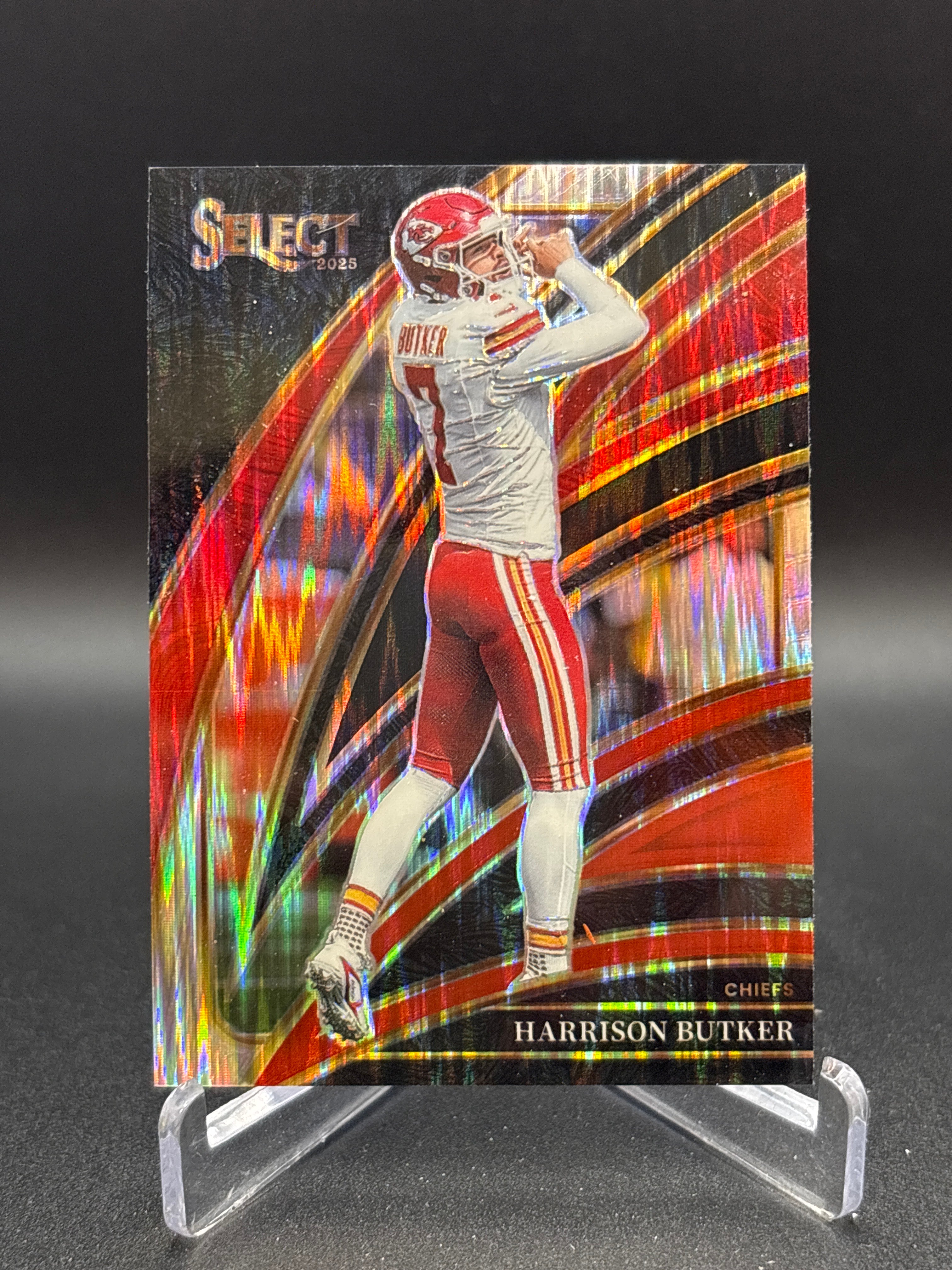 2025 Panini Select - Club Level Harrison Butker #209 Black & Red Shock Prizm
