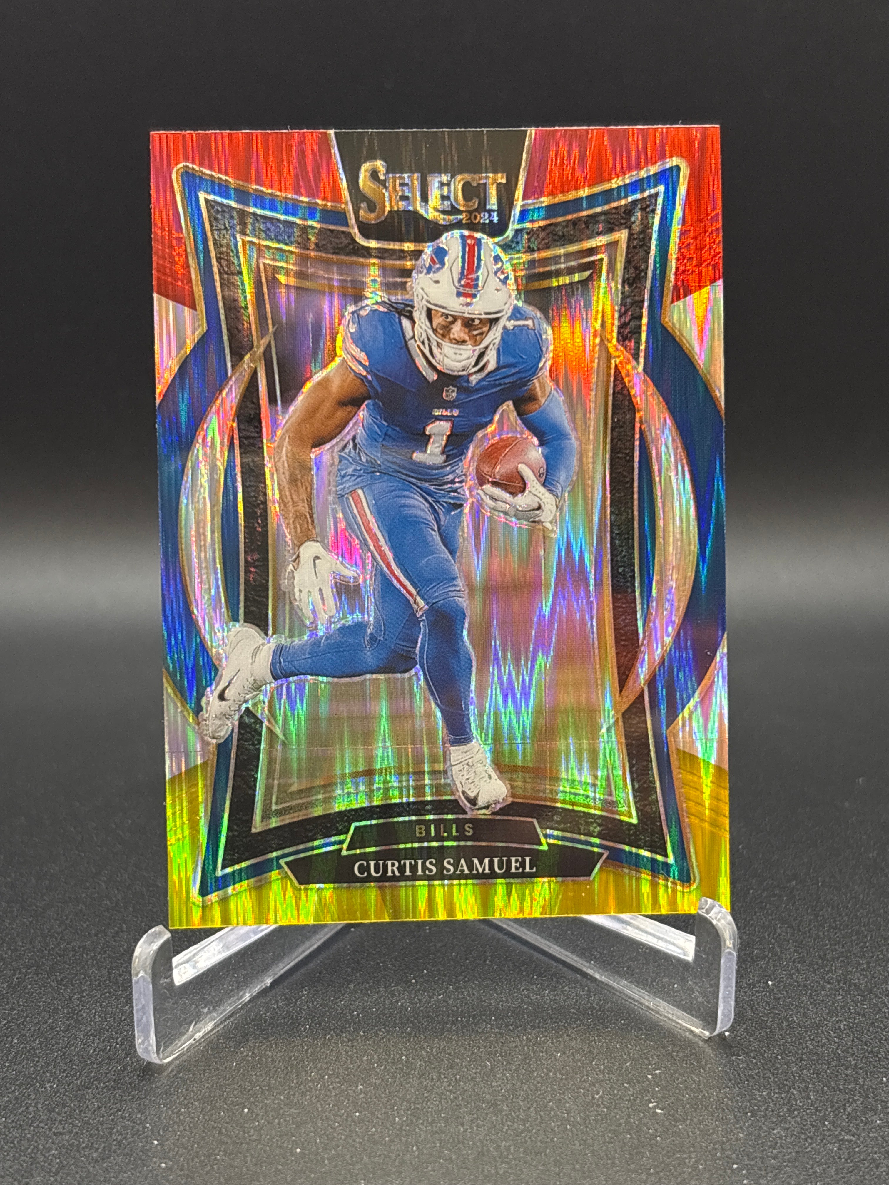 2024 Panini Select - Concourse Curtis Samuel #23 Red & Yellow Shock Prizm
