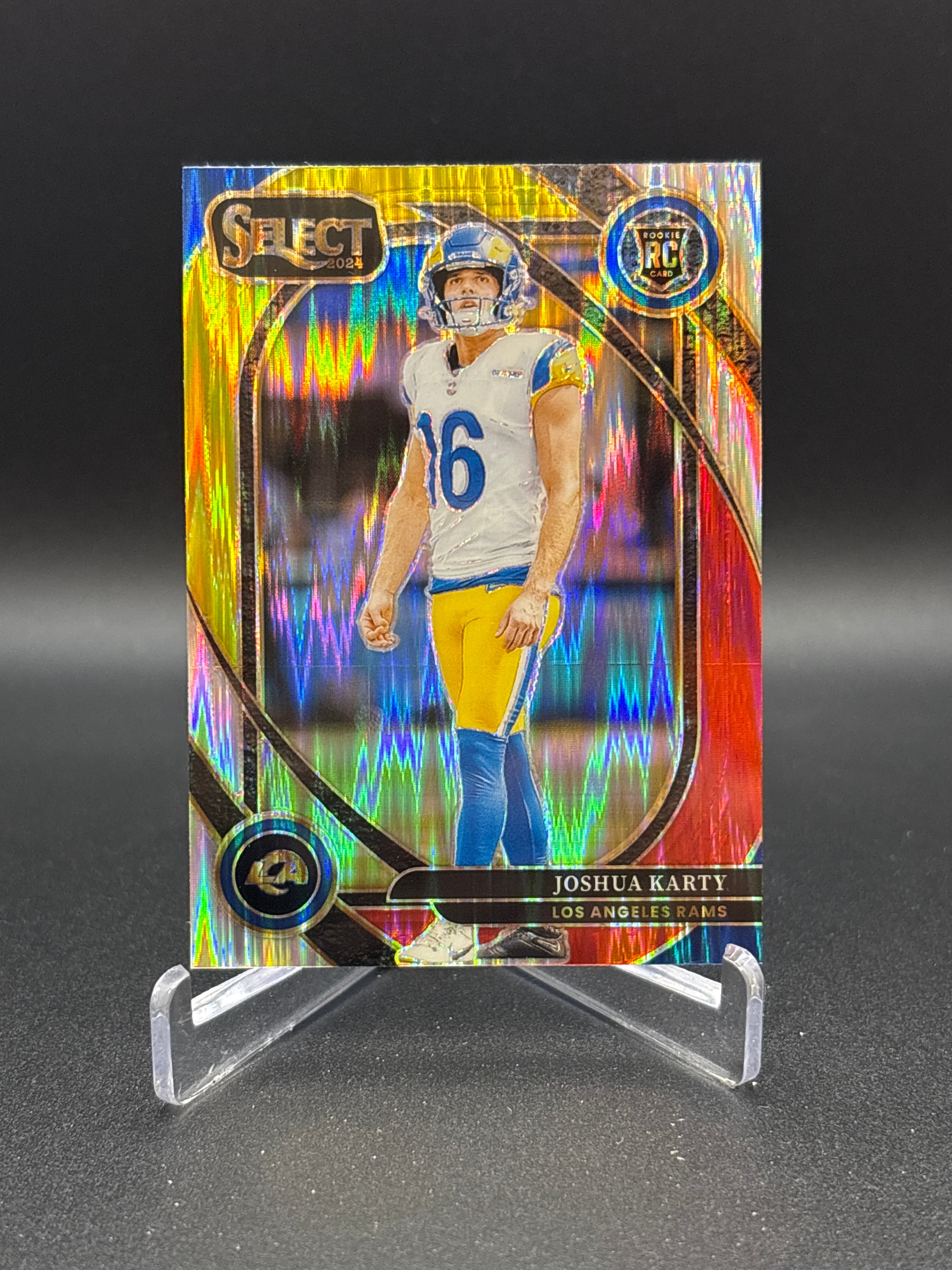 2024 Panini Select - Club Level Joshua Karty #282 Red & Yellow Shock Prizm (RC