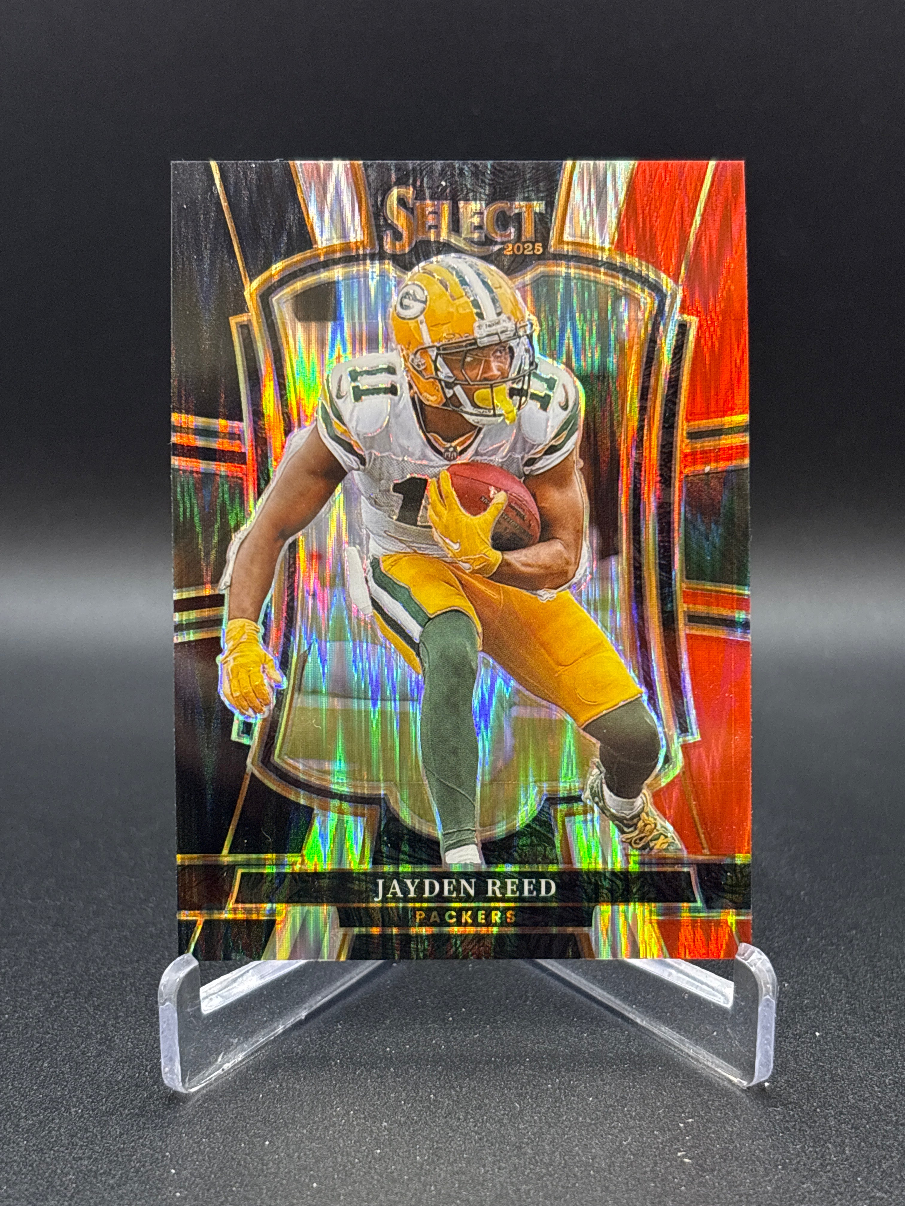 2025 Select Premier Black And Red Prizm Shock - Jayden Reed #166 Packers