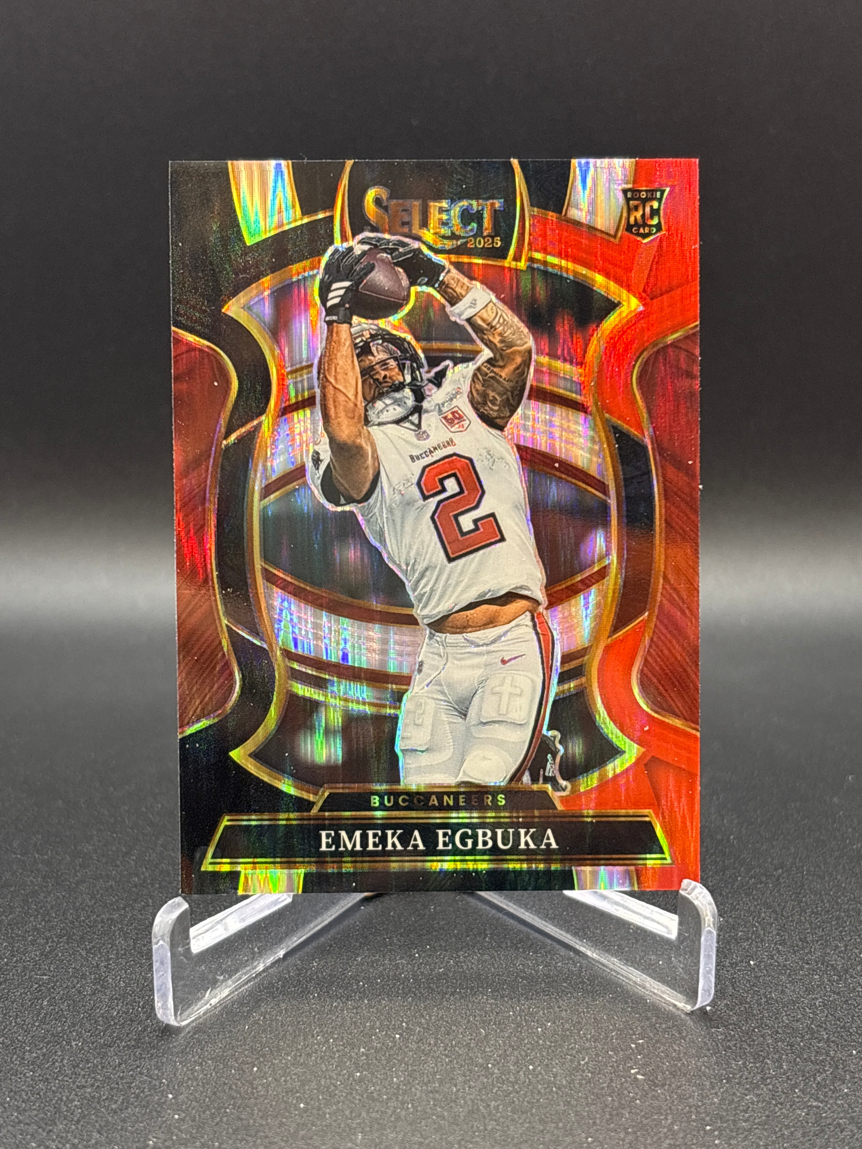 2025 Panini Select Emeka Egbuka Black & Red Prizm Shock Bucs RC #37 Concourse