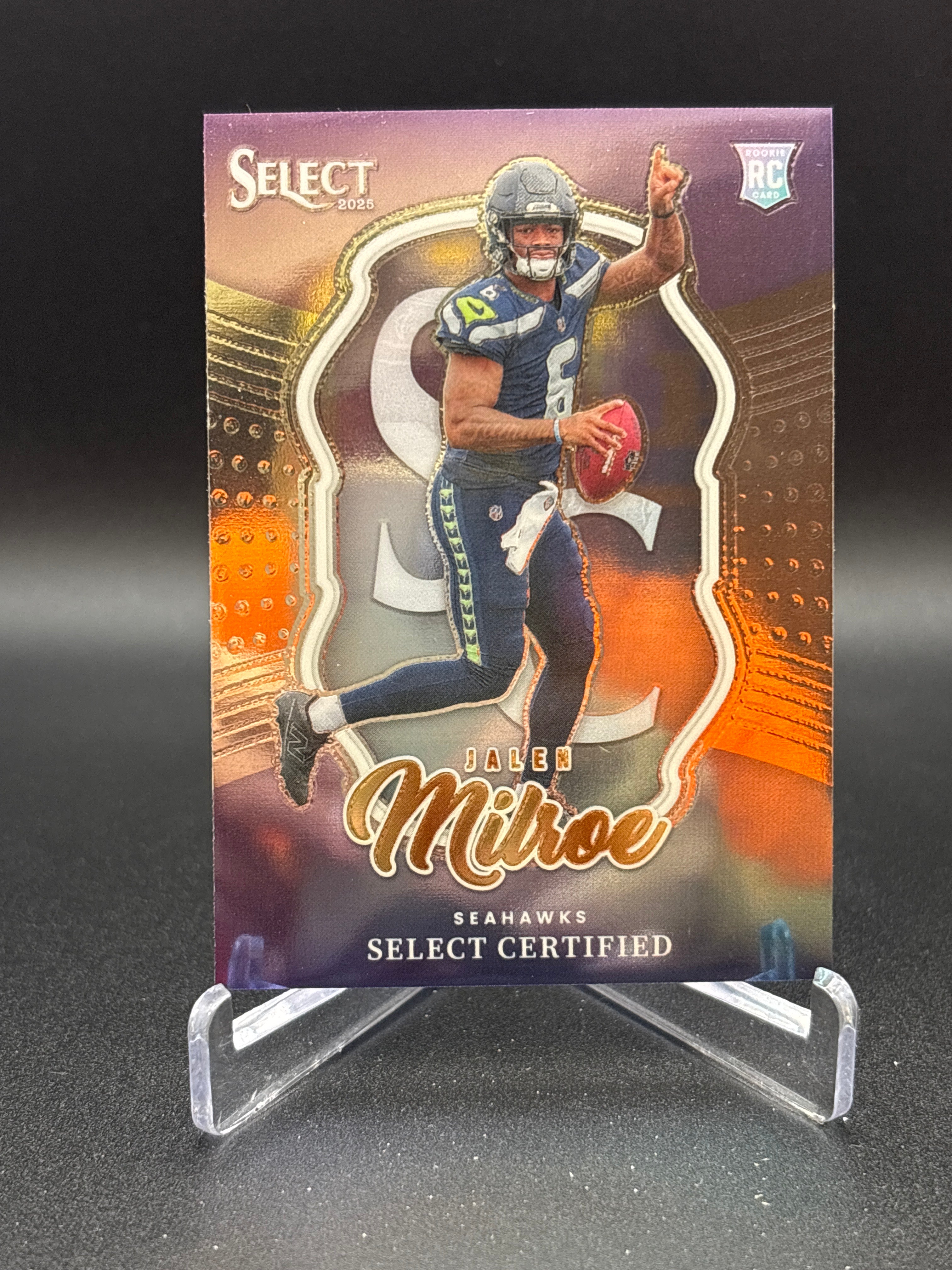 Jalen Milroe 2025 Panini select Certified Rookie Insert Seahawks