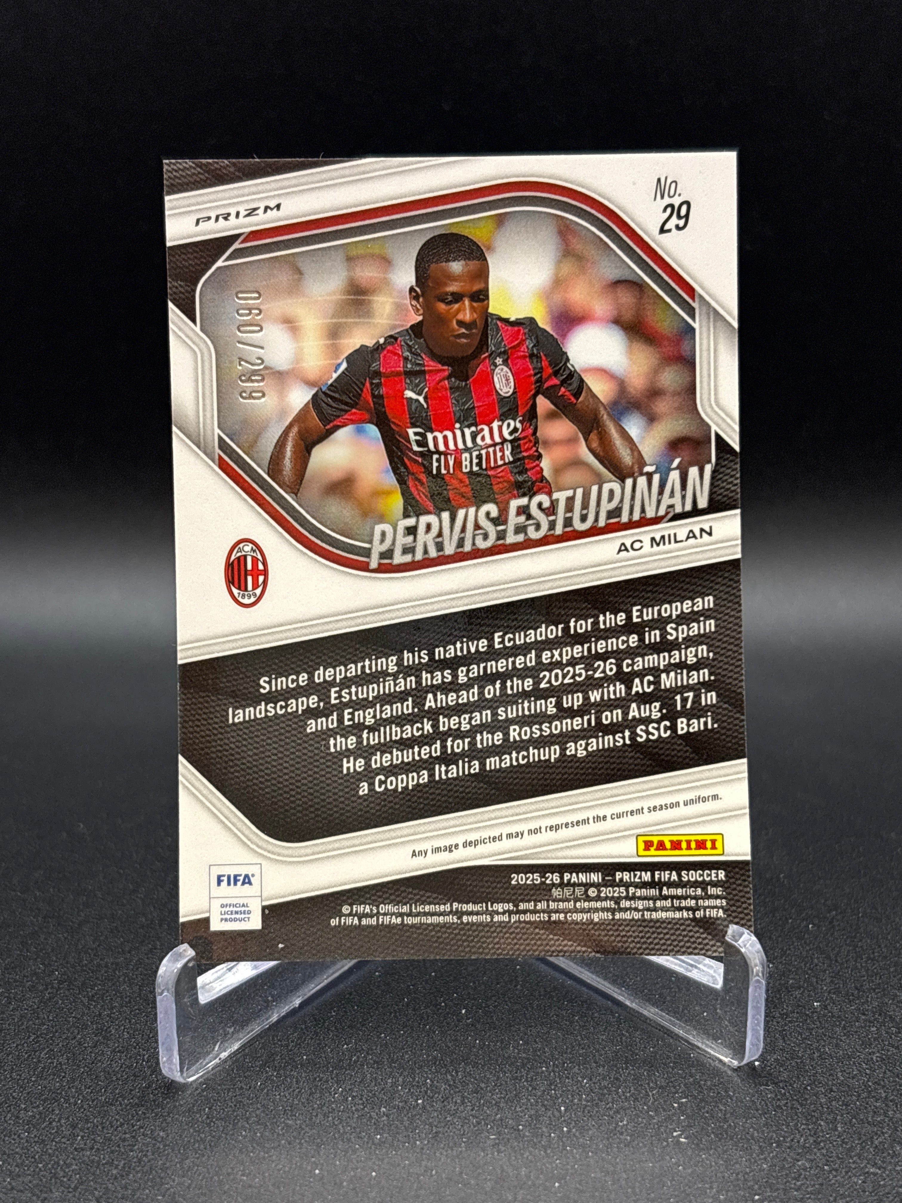 2025-26 Panini Prizm FIFA Pervis Estupinan #29 Orange Mosaic Prizm /299