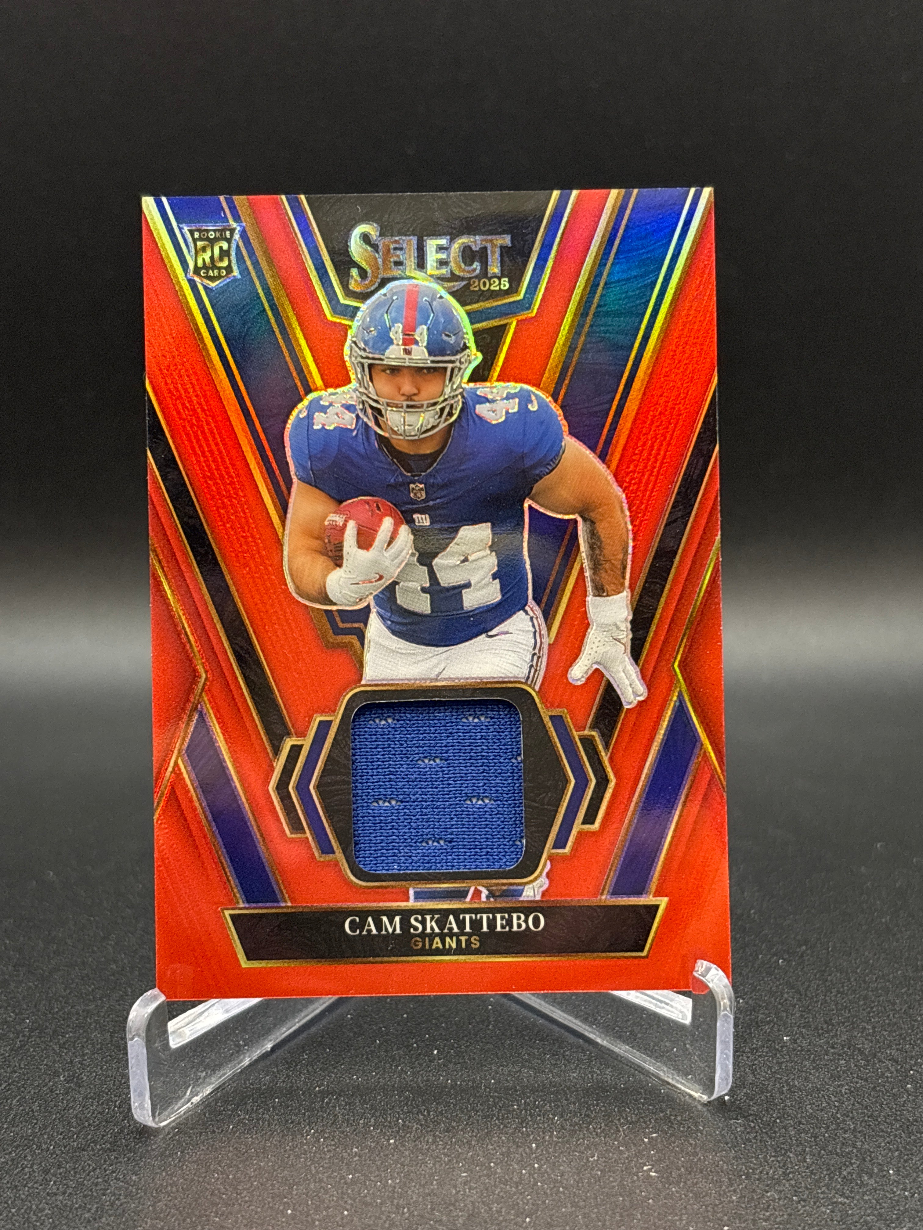 Panini Select Football 2025 - #RSW-CSO Cam Skattebo Rookie Swatches Giants