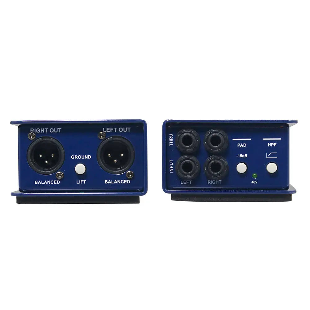 J48 Stereo Premium Active DI Box with 48V Phantom Power for Live Concert Studio Recording Guitar Bass Keyboard Professional