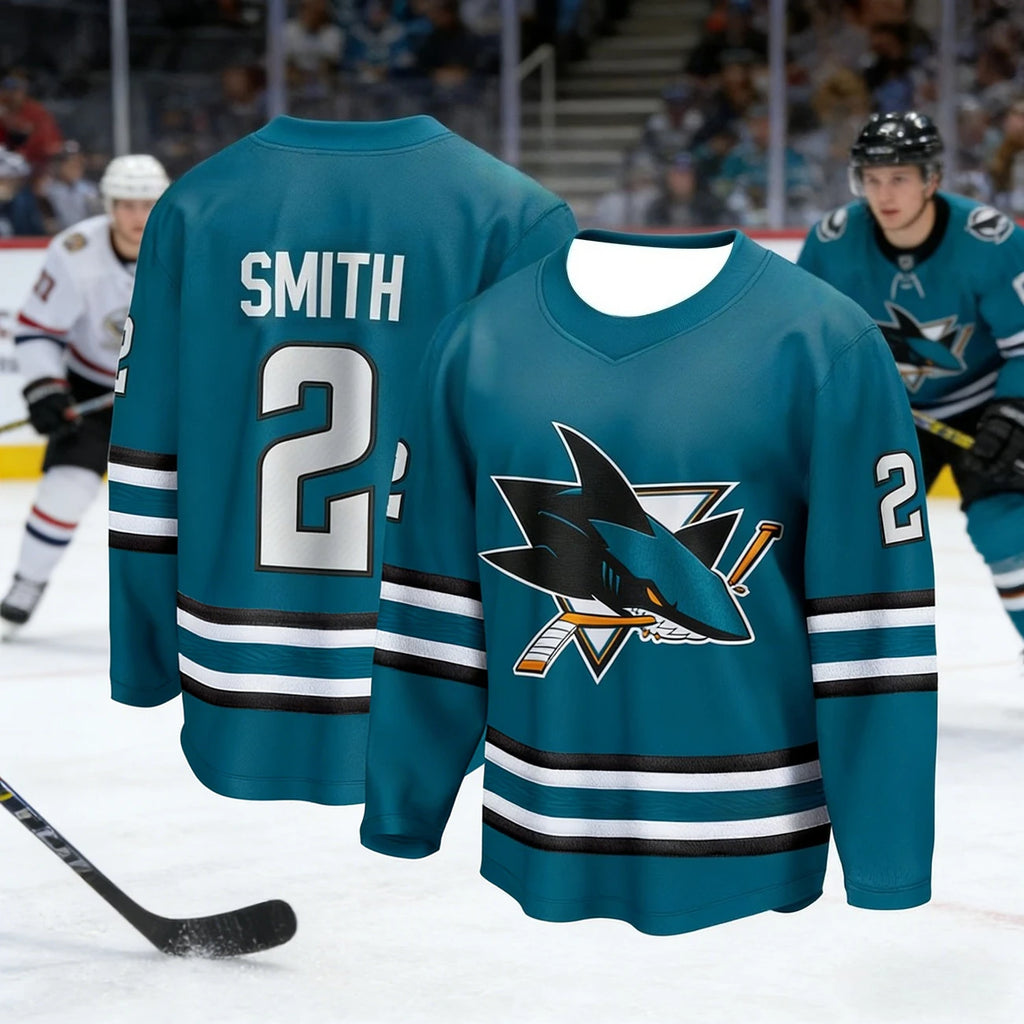 Men's Best-Selling Ice Hockey Training Shirt with 3D Print of Shark Logo, Breathable and Drying Long-Sleeved for Matches Kids