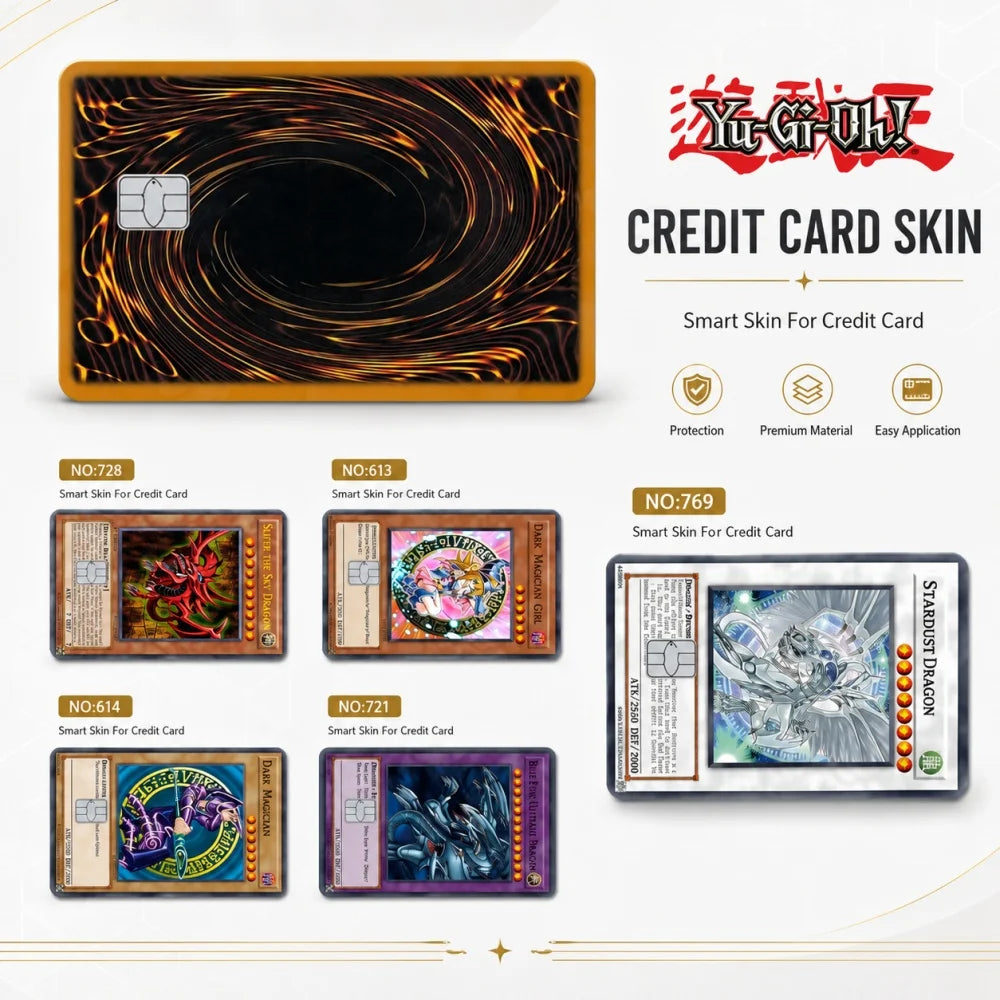 Yu-Gi-Oh! Trading Card Game Style Credit Card Sticker Skin PVC Waterproof Card Cover for Teens Men Bank Card Decor Decal