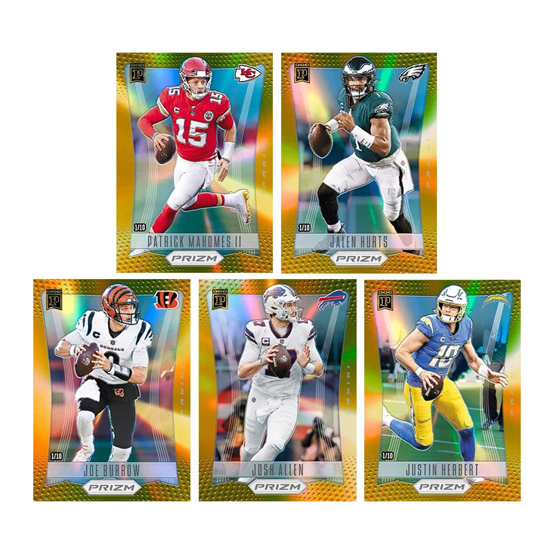 Homemade Diy Panini NFL Rugby Star Patrick Mahomes Jelen Hurts Joe Burrow Josh Allen Justin Herbert Collection Card Toys Gift