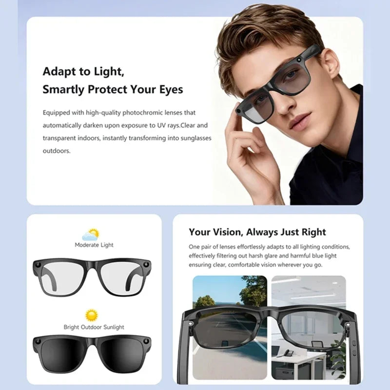 Lenovo AI Smart Glasses 8K HD Photochromic Multifunction Bluetooth Calling Voice Assistant Music Player Translate Camera