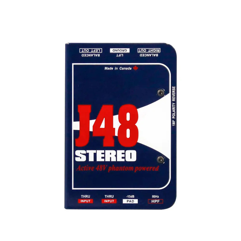 J48 Stereo Premium Active DI Box with 48V Phantom Power for Live Concert Studio Recording Guitar Bass Keyboard Professional