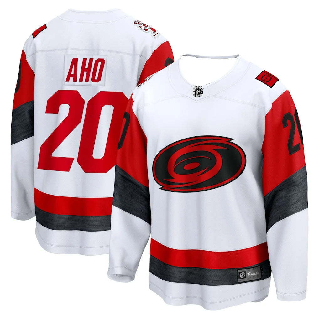 Hockey Jersey - White with Green & Blue Accents "Aho 20" Whale "W" Logo Autumn and Winter Base Layer Shirts
