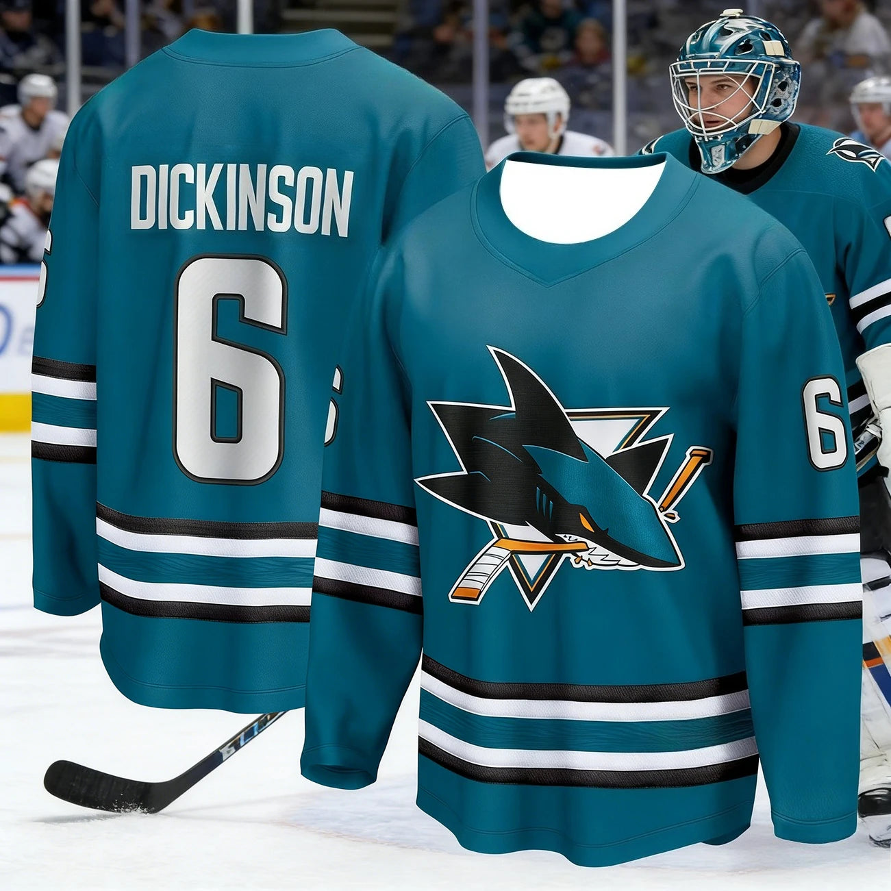 Men's Best-Selling Ice Hockey Training Shirt with 3D Print of Shark Logo, Breathable and Drying Long-Sleeved for Matches Kids