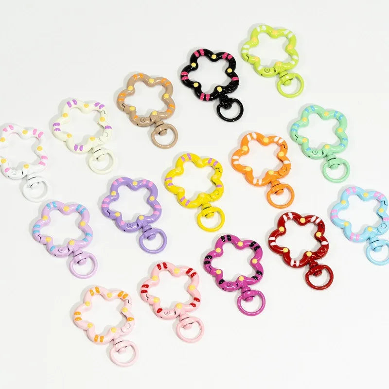 5pcs Flower Metal Lobster Claw Clasps Swivel Lanyards Trigger Snap Hooks Strap Connector for Bag Key Chains Rings Jewelry Making