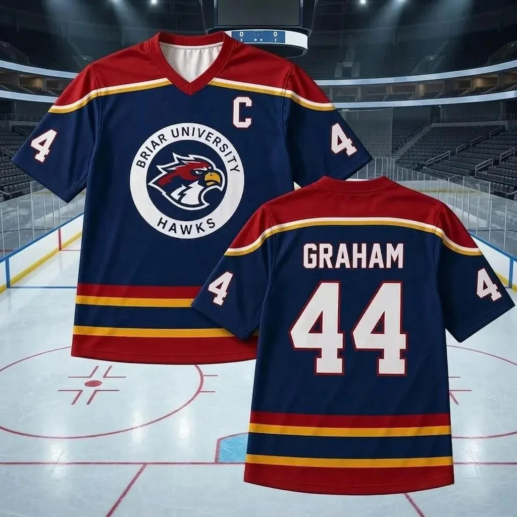 Off Campus Briar University Hawks Hockey Jersey Graham 44 Tucker 46 T-shirt  Summer Sports Men's Woman's T-Shirt Kid's Clothing