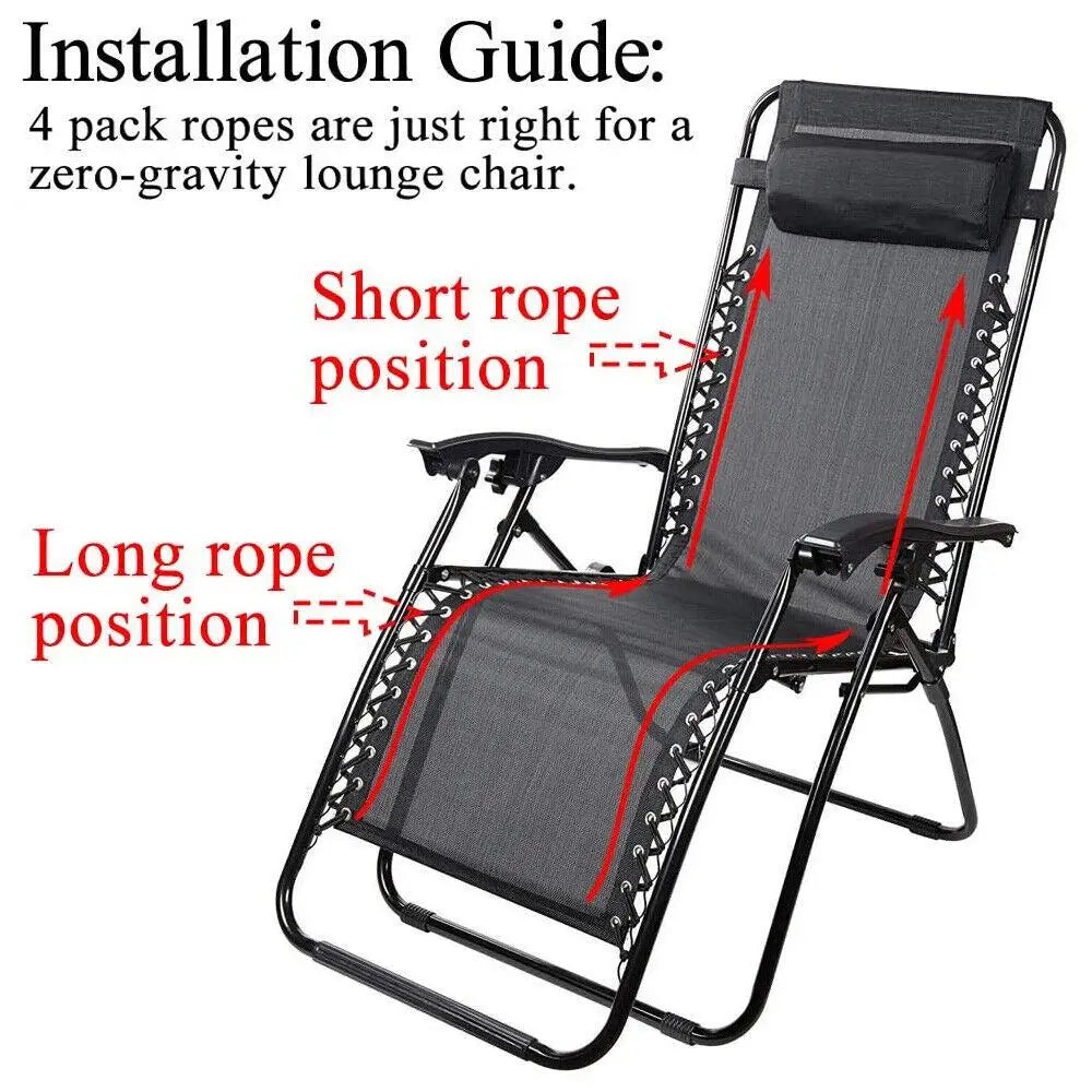 4Pcs/set Sun Loungers Fixing  Elastic Cord Rope Reclining Chair Replacement Repair Cord Kit