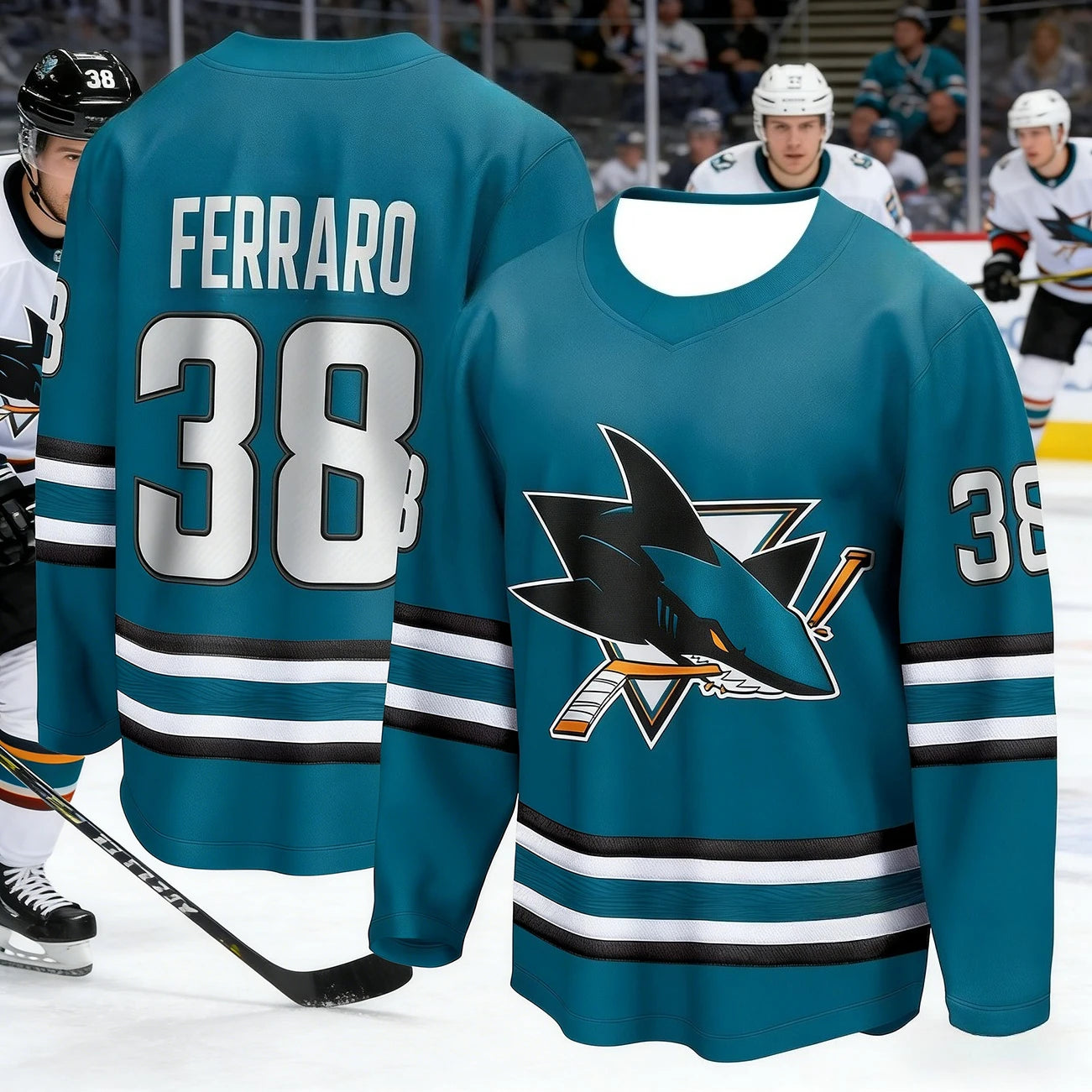 Men's Best-Selling Ice Hockey Training Shirt with 3D Print of Shark Logo, Breathable and Drying Long-Sleeved for Matches Kids