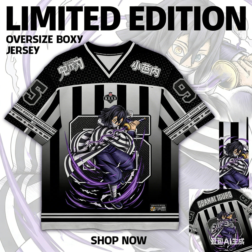 Demon Slayer Obanai Iguro Anime Series Jersey Korean Style Kpop Baseball Hockey Oversize 95 Jersey T-shirt Daily Unisex Tops Tee