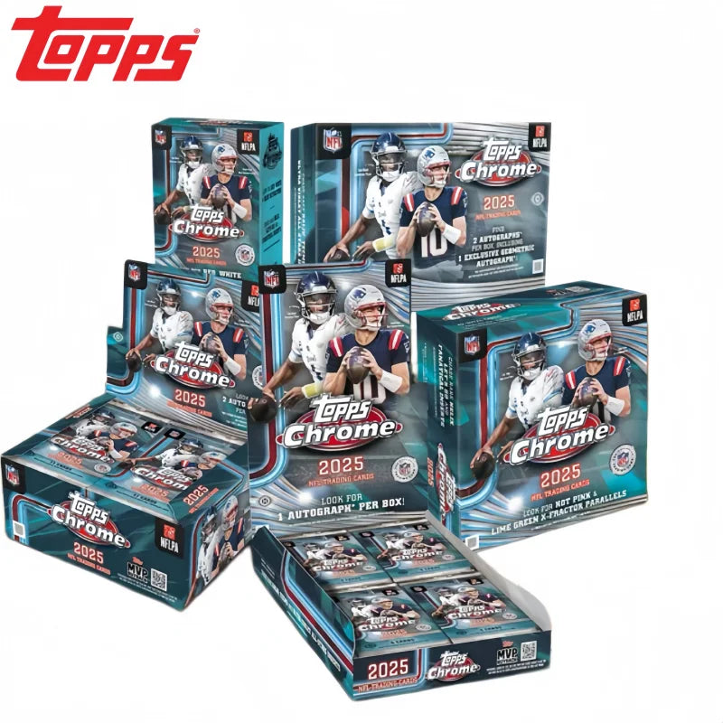 2025 New Selling Genuine Topps Chrome Football NFL Series Trading Card Hobby Ball Star Collection Cards Toys Birthday Gifts