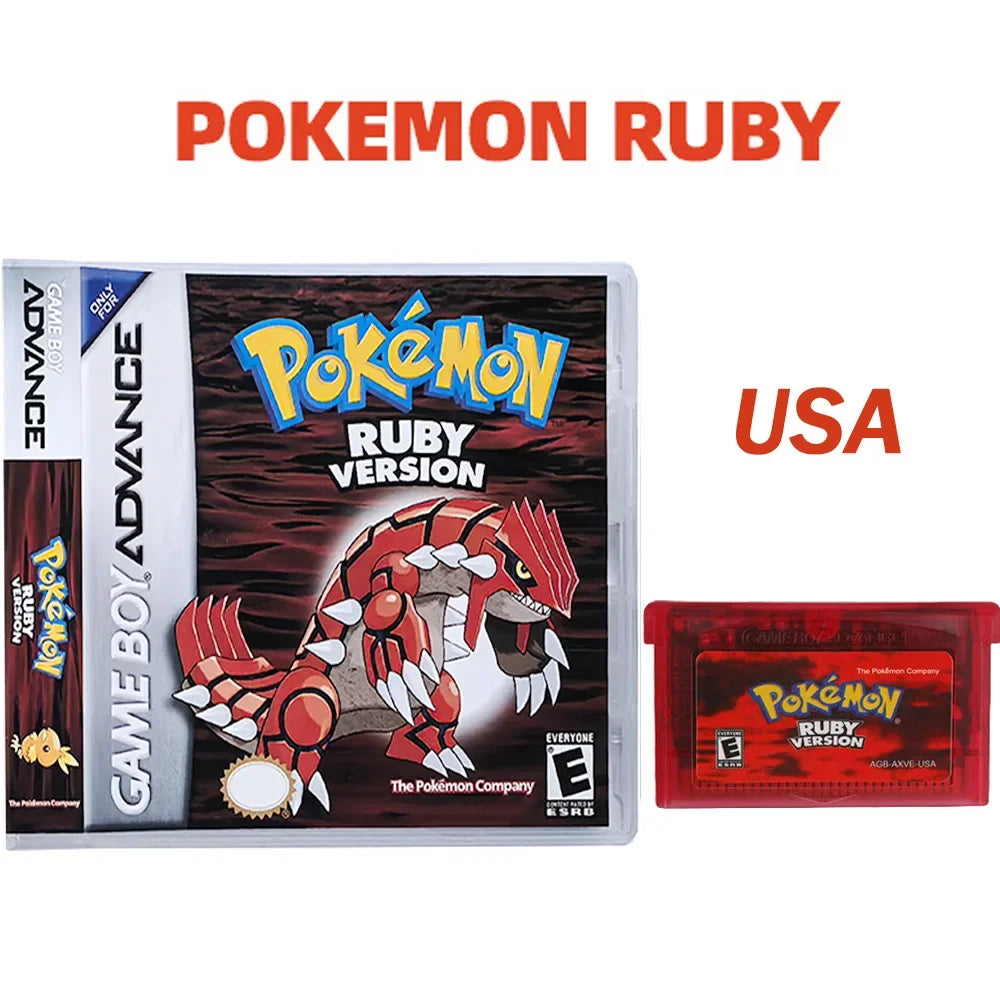 2025 New Pok é mon Series Jade Red Leafgreen Ruby Sapphire 5th Edition GBA Game Box, 32-bit Video Game Cartridge, No Manual
