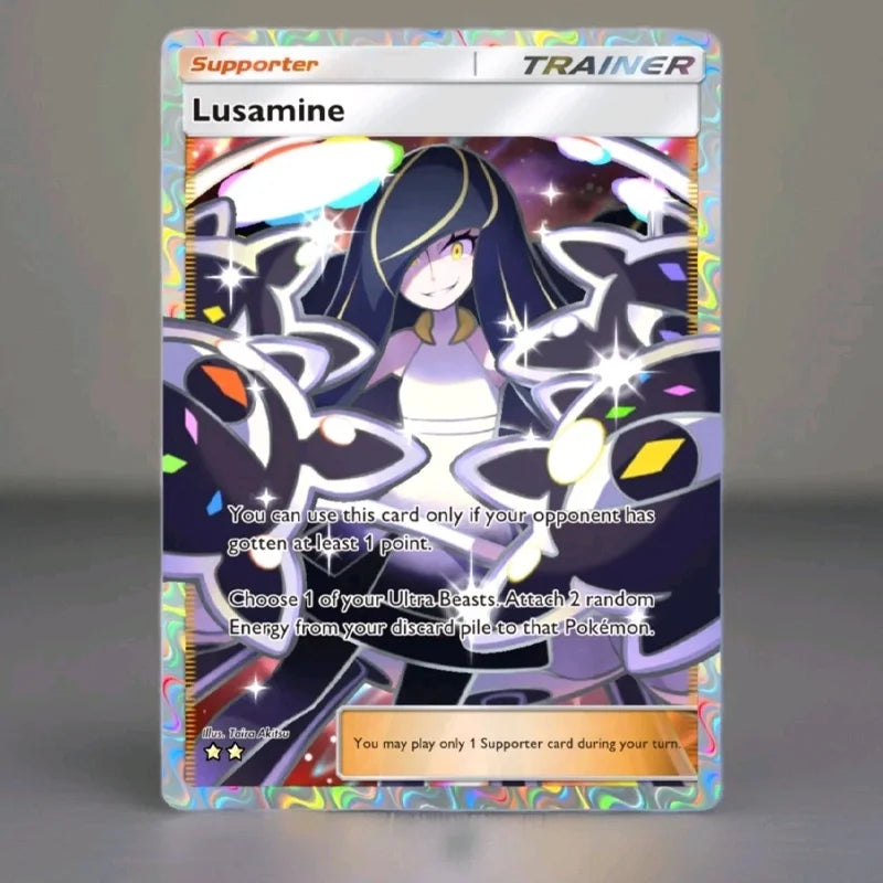 Diy Pkm Fan Art Tcg Pocket Eevee Ex Holo Pikachu Ex Lugia Buzzwole Lusamine Charlizard Solgaleo Full Art | Deluxe Pack Ex Card