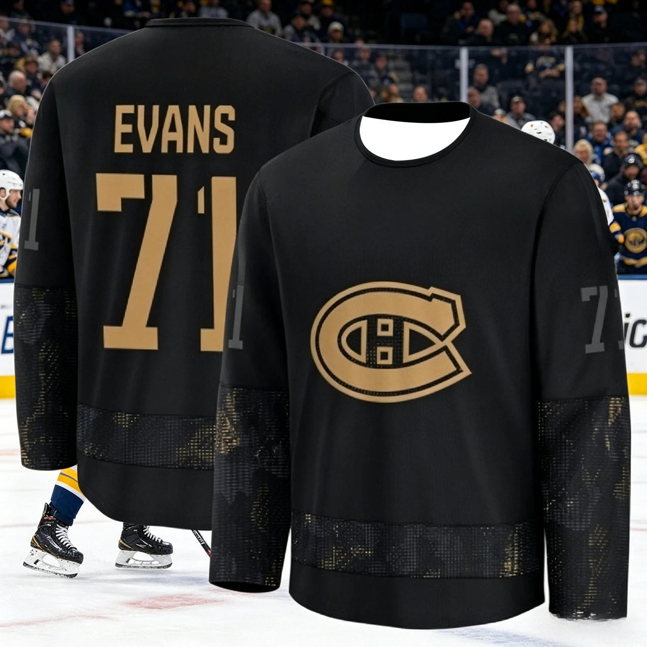 Canadian Men's Best-Selling Ice Hockey Training Suit - Breathable, Quick-Drying Black and Gold Version Long-Sleeved Top Family
