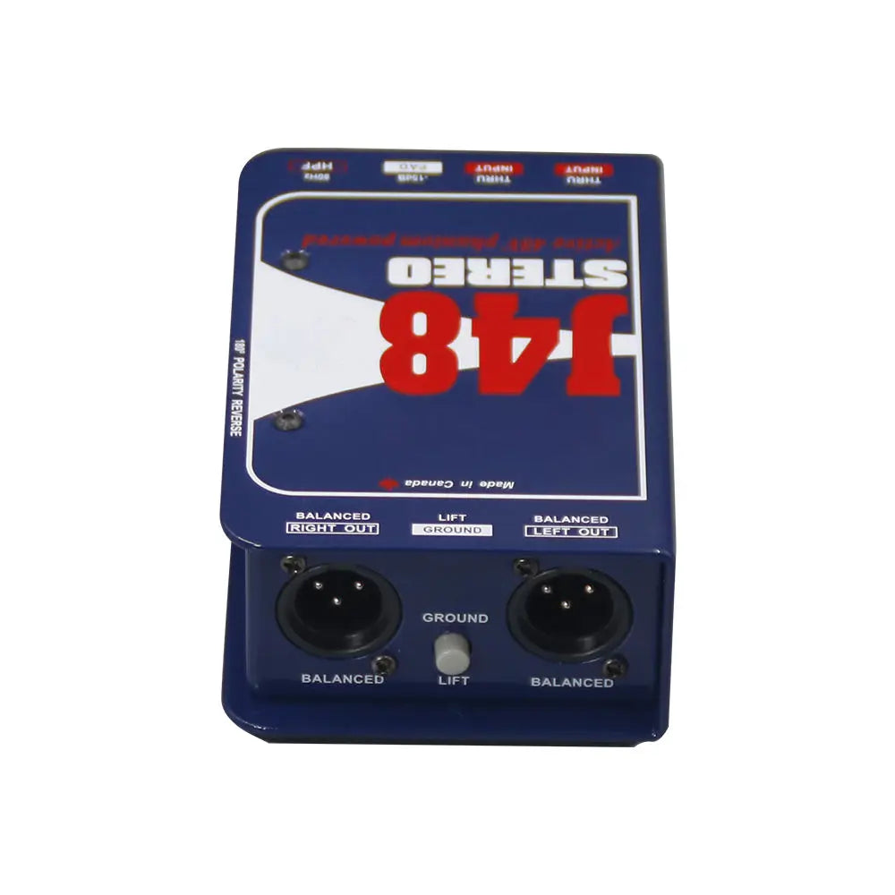 J48 Stereo Premium Active DI Box with 48V Phantom Power for Live Concert Studio Recording Guitar Bass Keyboard Professional
