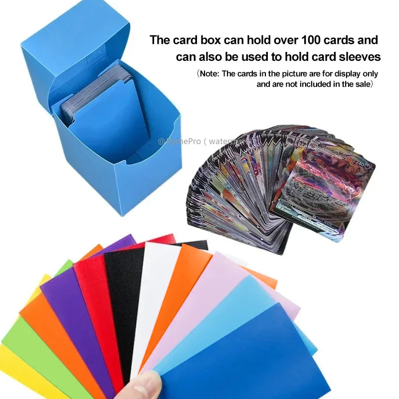 Cards Deck Box for Pokemon MTG TCG Trading Cards with 1pc Divider and 100PCS 66x91mm Matte Standard Size Card Sleeve for TCG MTG