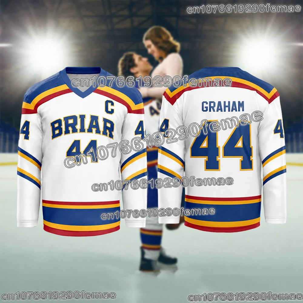 2026 New Briar University Hockey Jersey Cosplay Long Sleeve V-neck T-shirt Graham 44 Off Campus Sports Top for Men Women