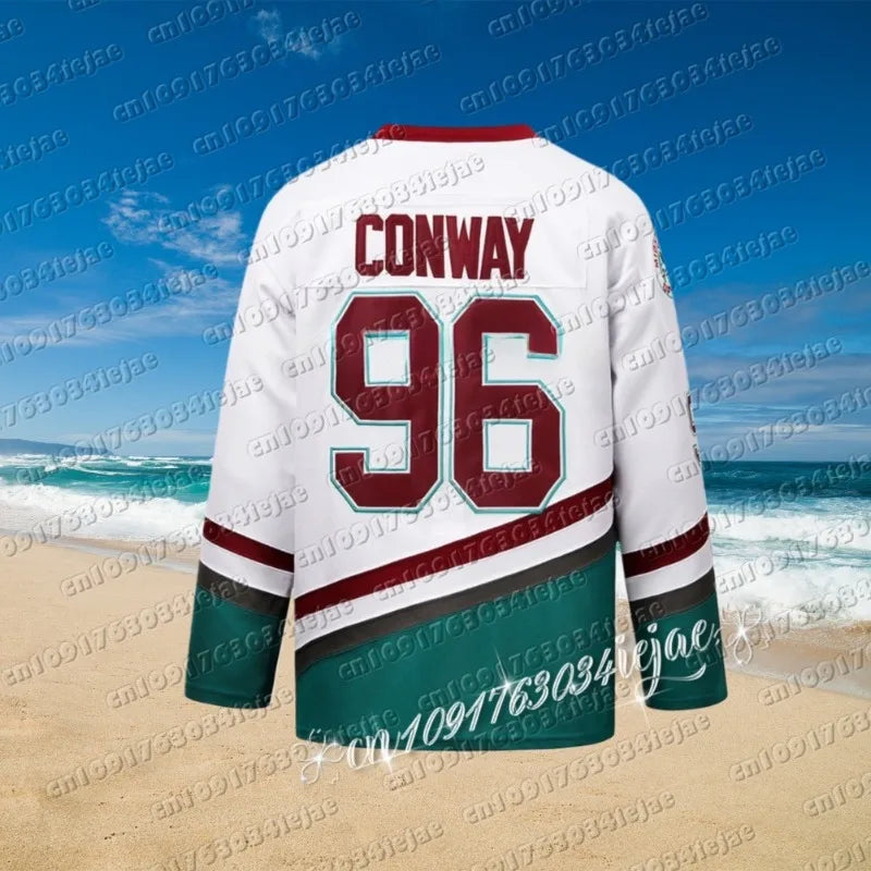 White Duck Ice Hockey Jersey Movie Version Number 96 Number 99 Home Uniform Sportswear Martial Arts Set from Mainland China