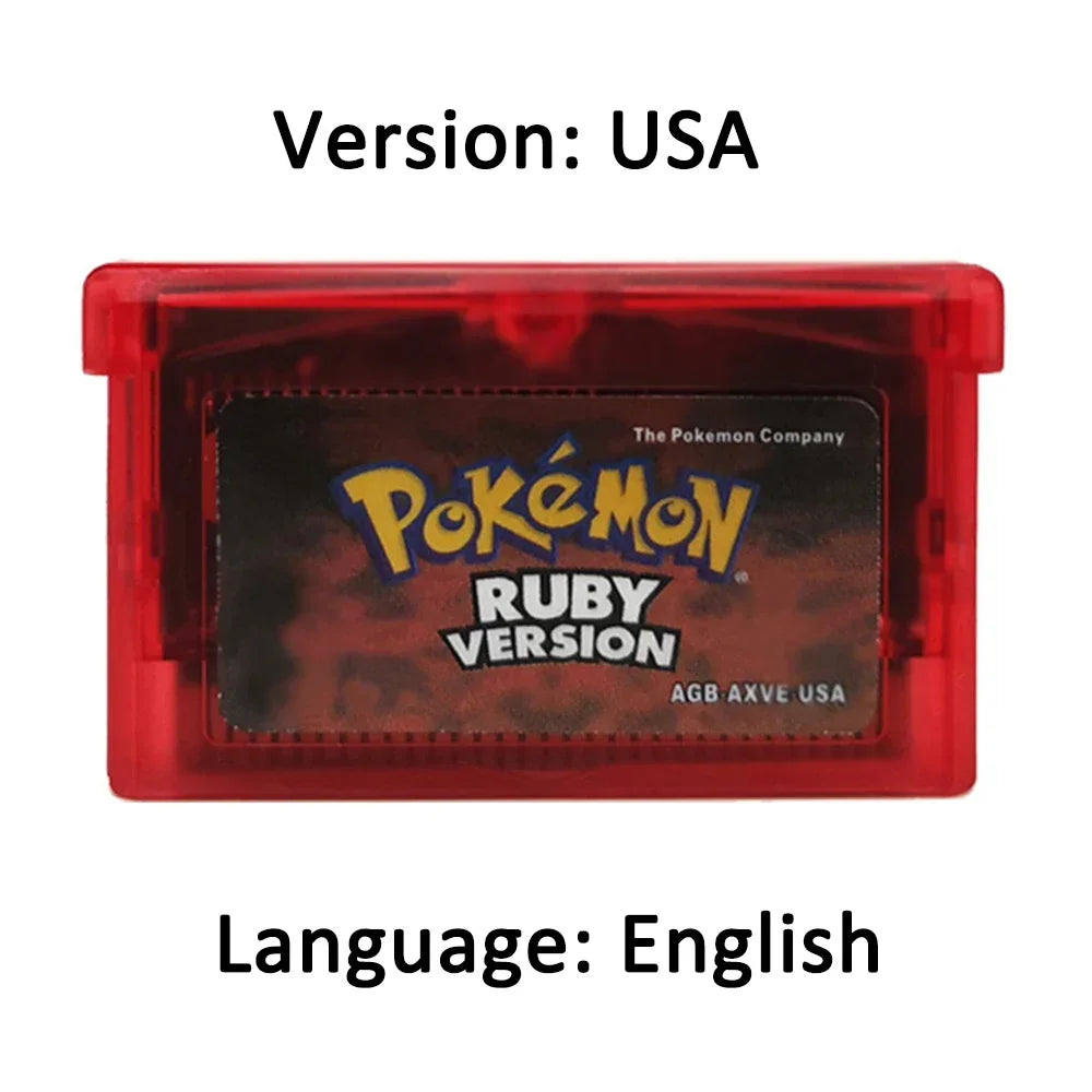 Pokémon-Game Card English Language Emerald Sapphire Series GB NDSL GBC GBA GBM SP Ruby Firered Video Cartridge Console Game Card