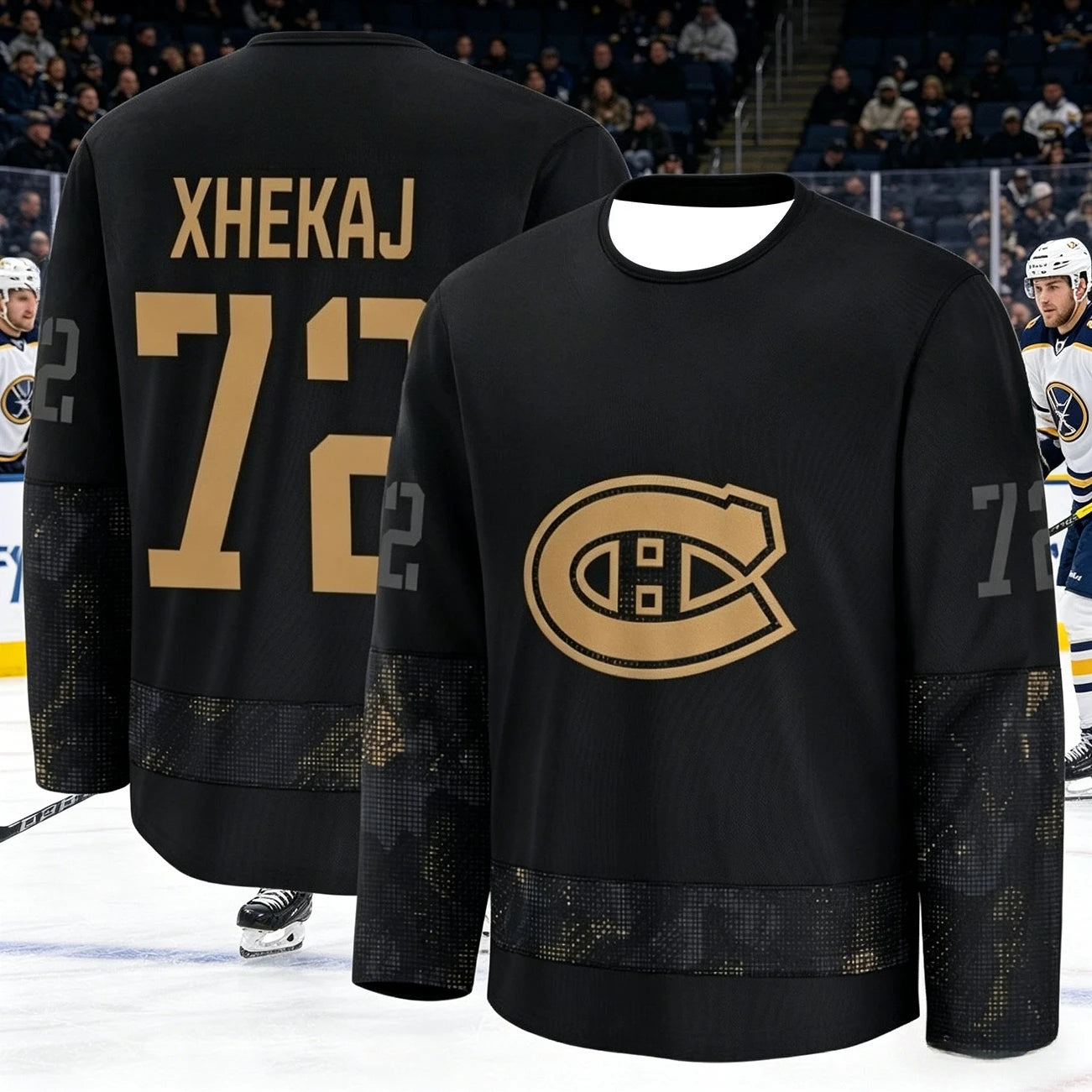 Canadian Men's Best-Selling Ice Hockey Training Suit - Breathable, Quick-Drying Black and Gold Version Long-Sleeved Top Family